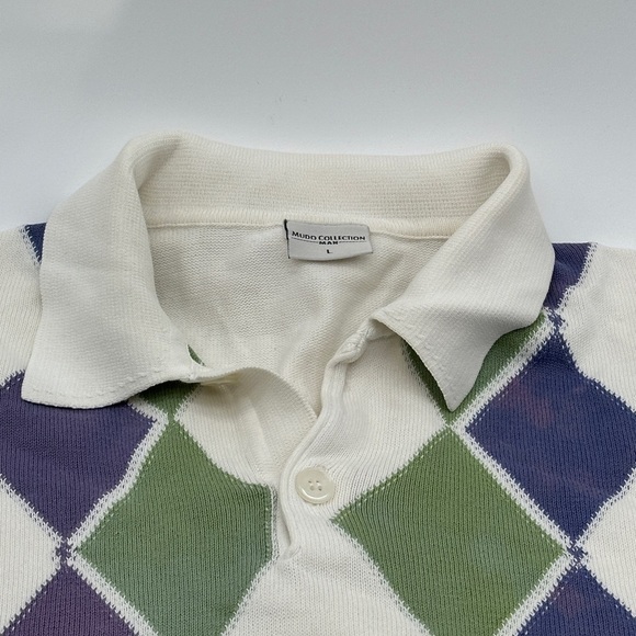 Men’s Mudo Collection 100% cotton sweater size Large Argyle - Picture 2 of 6